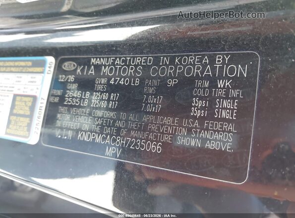 KNDPMCAC8H7235066 2017 KIA SPORTAGE Black Widok komory silnika