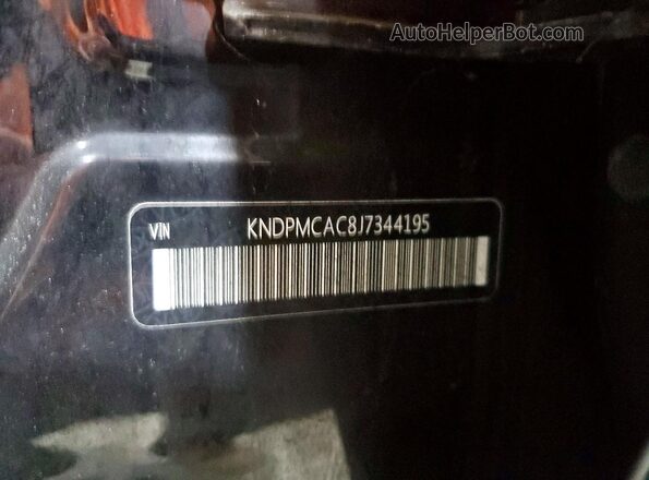 KNDPMCAC8J7344195 2018 KIA SPORTAGE Black VIN კოდის სტიკერის ხედი
