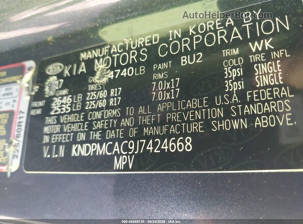 KNDPMCAC9J7424668 2018 KIA SPORTAGE Blue Շարժիչի բաժամունքի տեսք