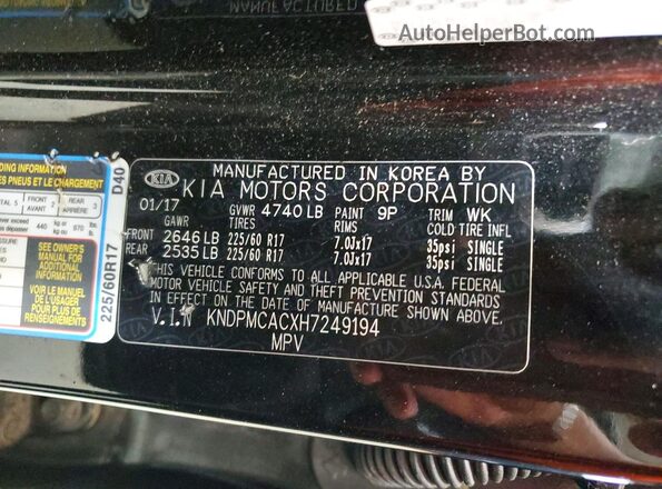 KNDPMCACXH7249194 2017 KIA SPORTAGE Black 