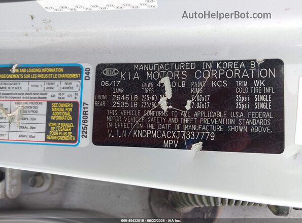 KNDPMCACXJ7337779 2018 KIA SPORTAGE Silver Շարժիչի բաժամունքի տեսք