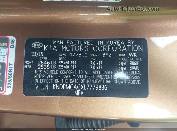 KNDPMCACXL7779836 2020 KIA SPORTAGE Orange Engine compartment view