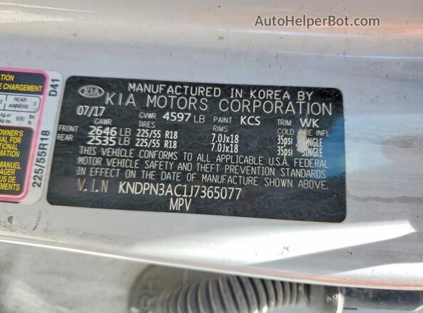 KNDPN3AC1J7365077 2018 KIA SPORTAGE Silver 