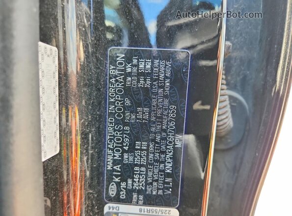 KNDPN3AC6H7067859 2017 KIA SPORTAGE Black Շարժիչի բաժամունքի տեսք