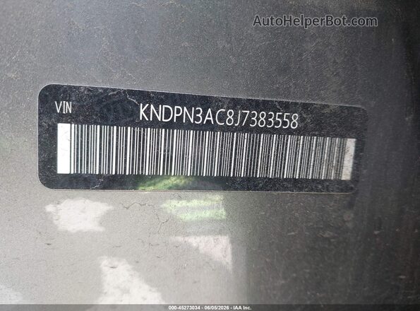 KNDPN3AC8J7383558 2018 KIA SPORTAGE Gray Շարժիչի բաժամունքի տեսք