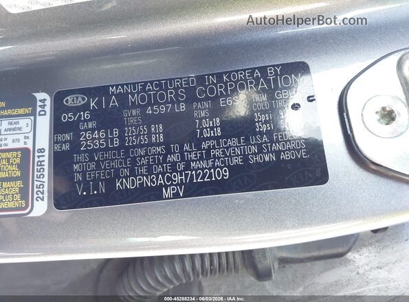 KNDPN3AC9H7122109 2017 KIA SPORTAGE Gray Vista del compartimento del motor