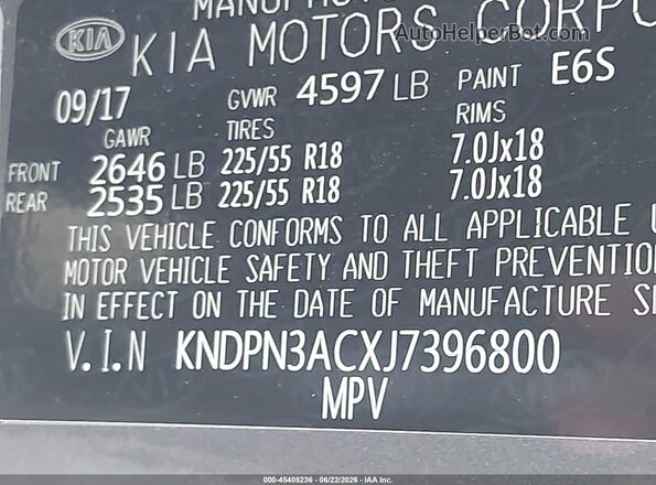 KNDPN3ACXJ7396800 2018 KIA SPORTAGE Silver Вид підкапотного простору