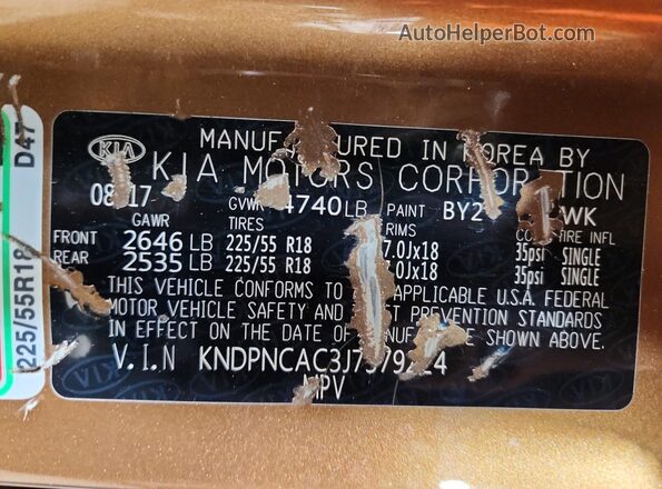KNDPNCAC3J7379224 2018 KIA SPORTAGE Gold 