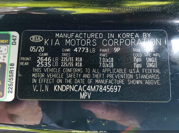 KNDPNCAC4M7845697 2021 KIA SPORTAGE Black Engine compartment view