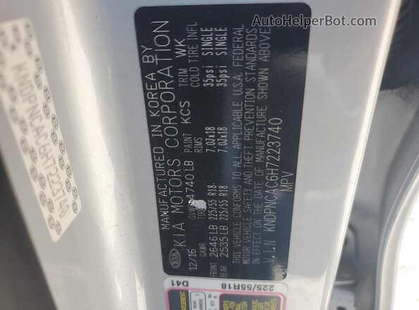 KNDPNCAC6H7223740 2017 KIA SPORTAGE Silver 