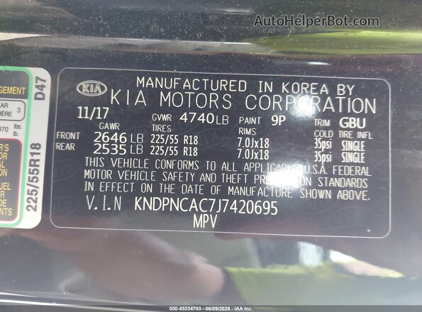 KNDPNCAC7J7420695 2018 KIA SPORTAGE Black Widok komory silnika