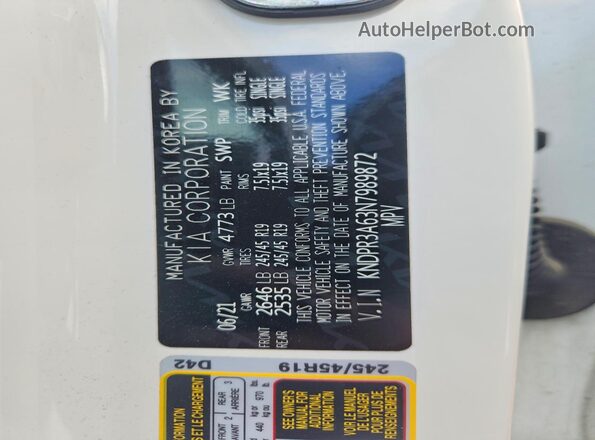 KNDPR3A63N7989872 2022 KIA SPORTAGE White Widok wnętrza 360 stopni