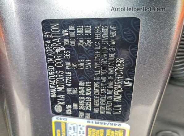 KNDPR3A67H7078898 2017 KIA SPORTAGE Charcoal Вид підкапотного простору