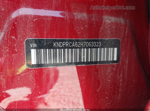 KNDPRCA62H7063323 2017 KIA SPORTAGE Burgundy Vista del compartimento del motor