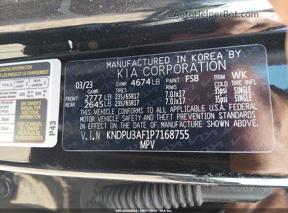 KNDPU3AF1P7168755 2023 KIA SPORTAGE Black Vista del compartimento del motor