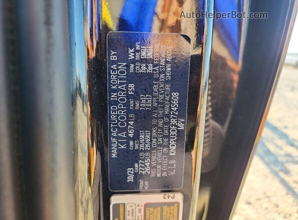 KNDPU3DF3R7245608 2024 KIA SPORTAGE Black Vista de la etiqueta del VIN