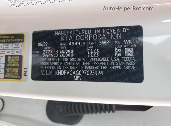 KNDPVCAG0P7023924 2023 KIA SPORTAGE White Widok wnętrza 360 stopni