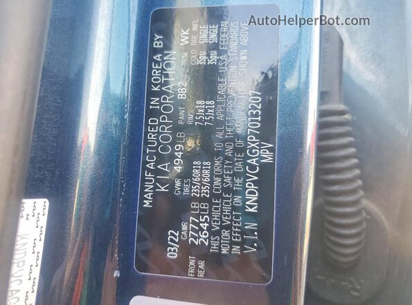 KNDPVCAGXP7013207 2023 KIA SPORTAGE Blue VIN კოდის სტიკერის ხედი