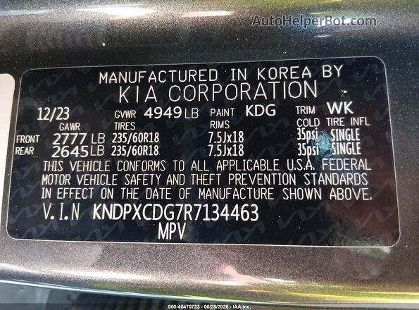 KNDPXCDG7R7134463 2024 KIA SPORTAGE HYBRID Серый Вид подкапотного пространства