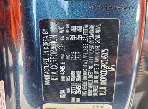 KNDPXCDG9R7145075 2024 KIA SPORTAGE Blue 360 interior view