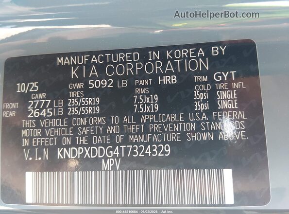 KNDPXDDG4T7324329 2026 KIA SPORTAGE HYBRID Blue Widok komory silnika