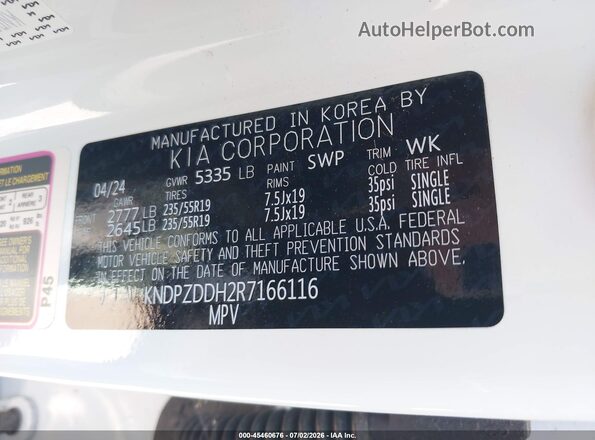 KNDPZDDH2R7166116 2024 KIA SPORTAGE PLUG-IN HYBRID White Engine compartment view