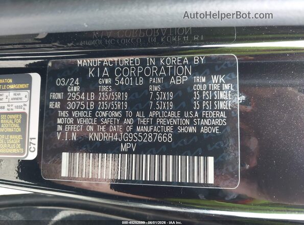 KNDRH4JG9S5287668 2025 KIA SORENTO HYBRID Black Շարժիչի բաժամունքի տեսք