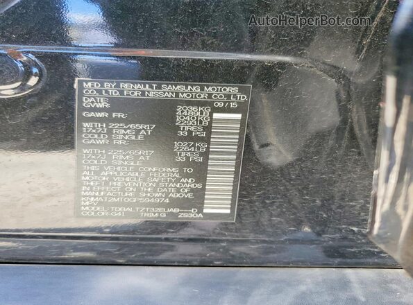 KNMAT2MT0GP594974 2016 NISSAN ROGUE Black VIN sticker view