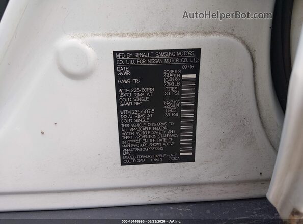 KNMAT2MT0GP737843 2016 NISSAN ROGUE White Շարժիչի բաժամունքի տեսք