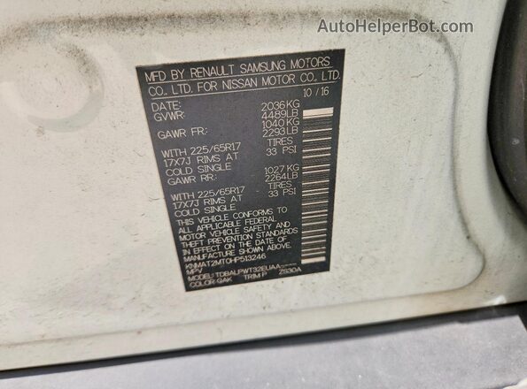 KNMAT2MT0HP513246 2017 NISSAN ROGUE White 