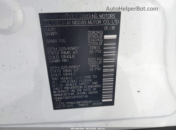 KNMAT2MT0JP559746 2018 NISSAN ROGUE White Engine compartment view