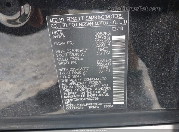 KNMAT2MT0JP562789 2018 NISSAN ROGUE Black Engine compartment view