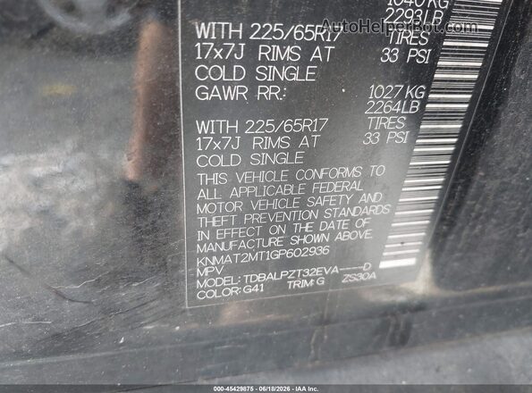 KNMAT2MT1GP602936 2016 NISSAN ROGUE Black 