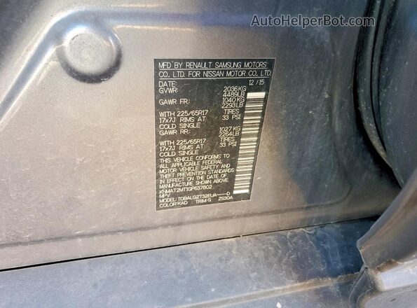 KNMAT2MT1GP637802 2016 NISSAN ROGUE Charcoal Vista del compartimento del motor