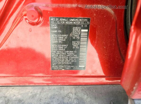 KNMAT2MT2GP629496 2016 NISSAN ROGUE Красный 