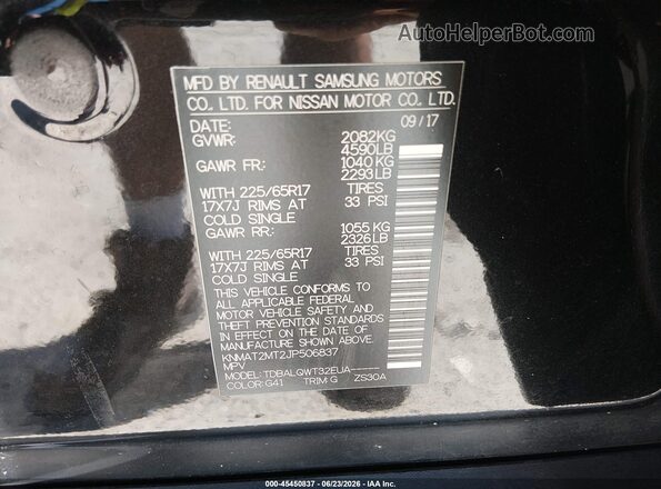 KNMAT2MT2JP506837 2018 NISSAN ROGUE Black Շարժիչի բաժամունքի տեսք