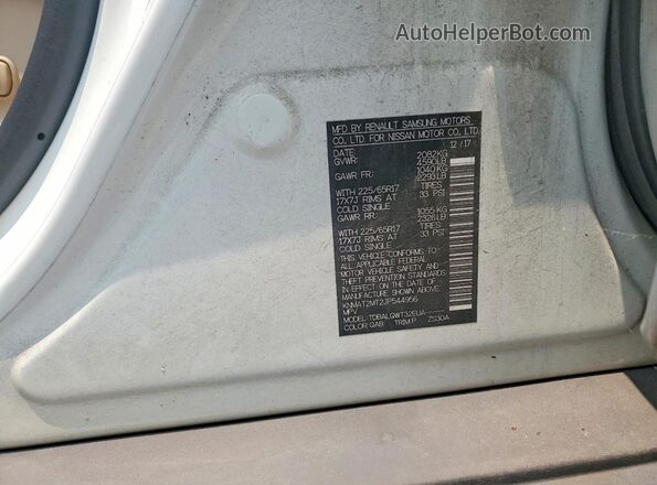 KNMAT2MT2JP544956 2018 NISSAN ROGUE White VIN կոդի պիտակի տեսք