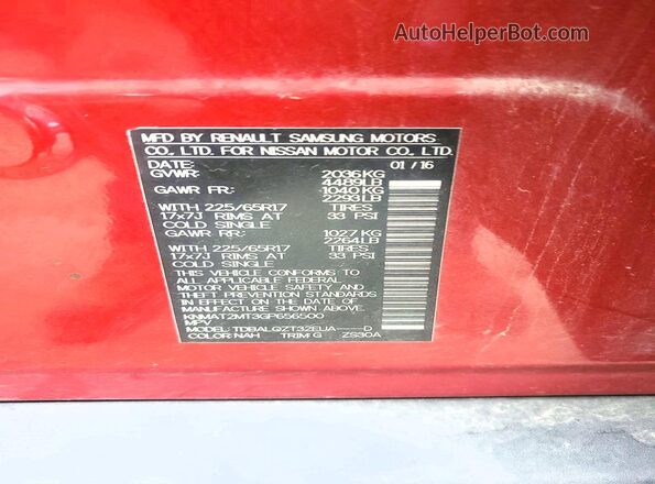 KNMAT2MT3GP656500 2016 NISSAN ROGUE Red Engine compartment view
