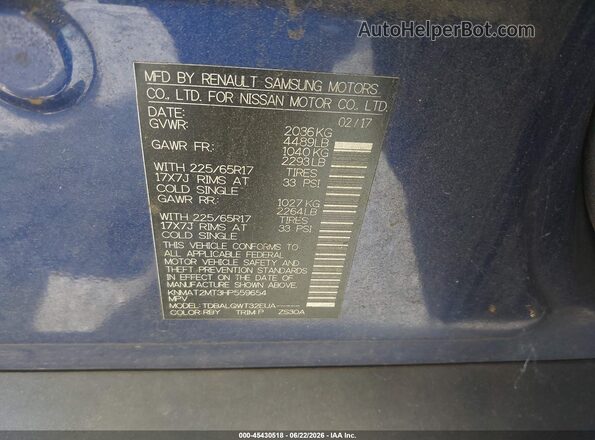 KNMAT2MT3HP559654 2017 NISSAN ROGUE Blue Engine compartment view