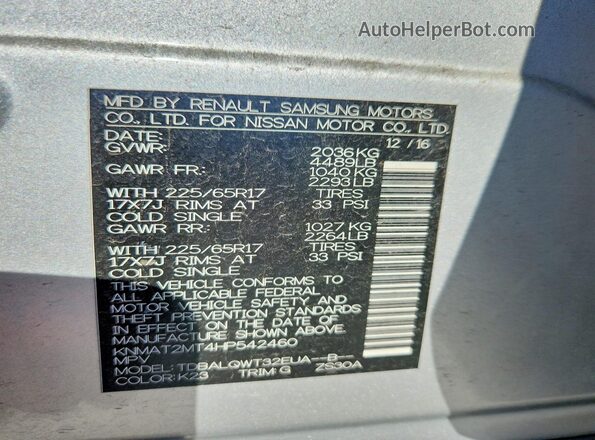 KNMAT2MT4HP542460 2017 NISSAN ROGUE Silver 