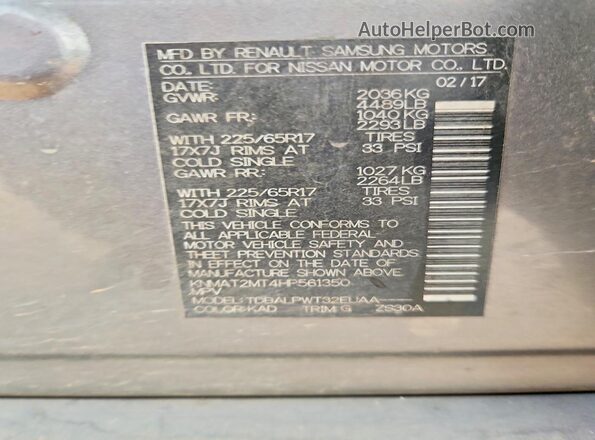 KNMAT2MT4HP561350 2017 NISSAN ROGUE Charcoal 360 interior view