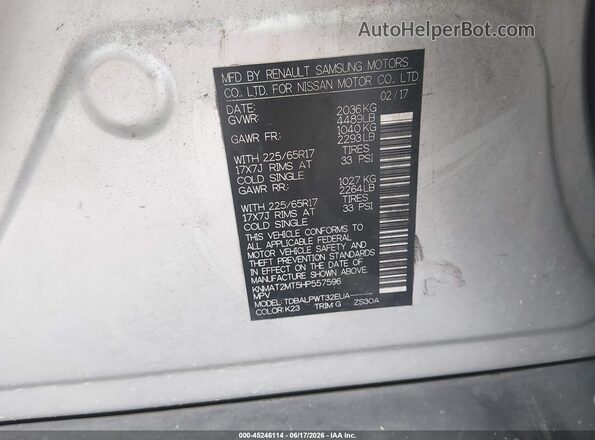 KNMAT2MT5HP557596 2017 NISSAN ROGUE Silver Engine compartment view