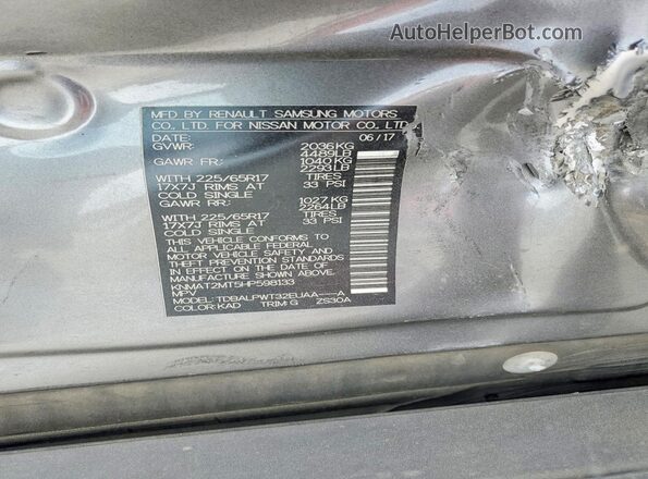 KNMAT2MT5HP598133 2017 NISSAN ROGUE Charcoal VIN sticker view