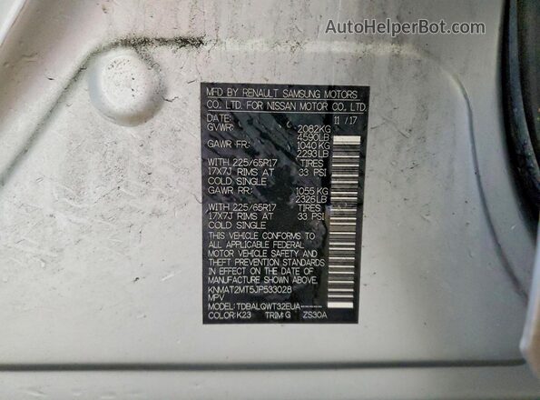 KNMAT2MT5JP533028 2018 NISSAN ROGUE Silver 