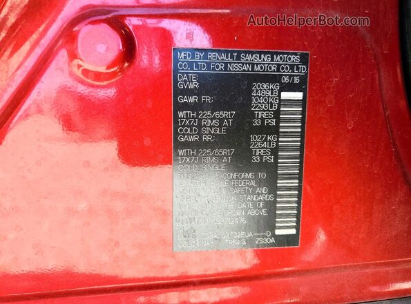 KNMAT2MT6GP712476 2016 NISSAN ROGUE Burgundy 