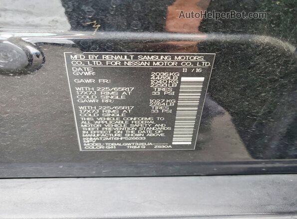 KNMAT2MT6HP526633 2017 NISSAN ROGUE Black VIN sticker view