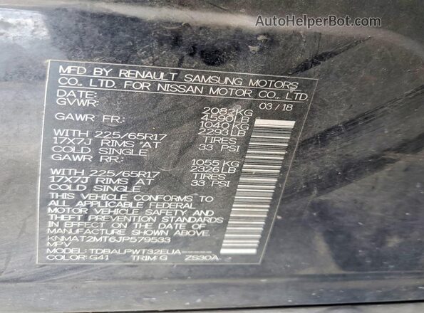 KNMAT2MT6JP579533 2018 NISSAN ROGUE Black 