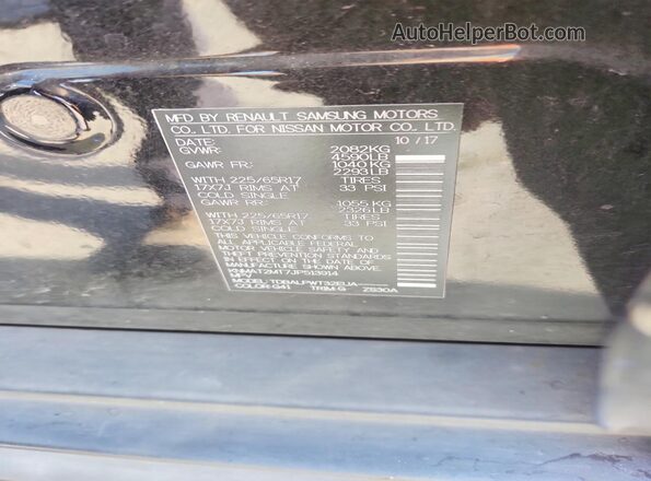 KNMAT2MT7JP513914 2018 NISSAN ROGUE Black VIN კოდის სტიკერის ხედი