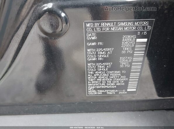 KNMAT2MT8GP625324 2016 NISSAN ROGUE Black Շարժիչի բաժամունքի տեսք