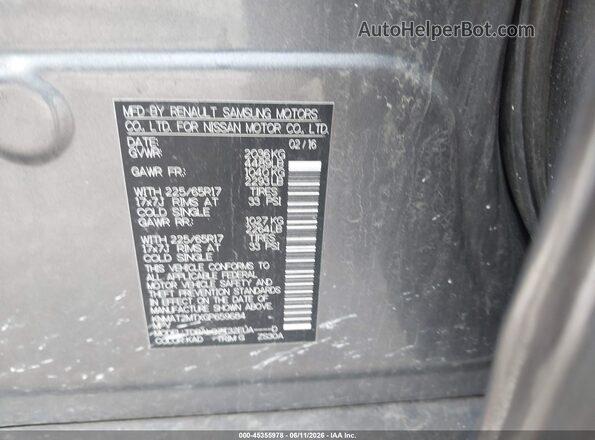 KNMAT2MTXGP659684 2016 NISSAN ROGUE Gray 
